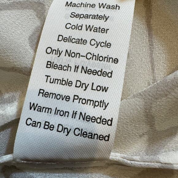 CAbi blouse sheer gray white pattern Pintuck Pleated Peasant long sleeve Sz Med - Picture 10 of 10